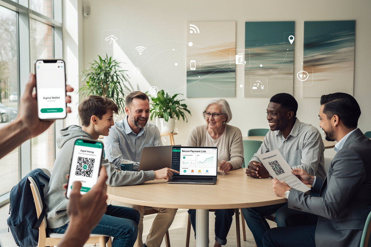 Группа людей обсуждает альтернативные способы получения займа в современном пространстве.