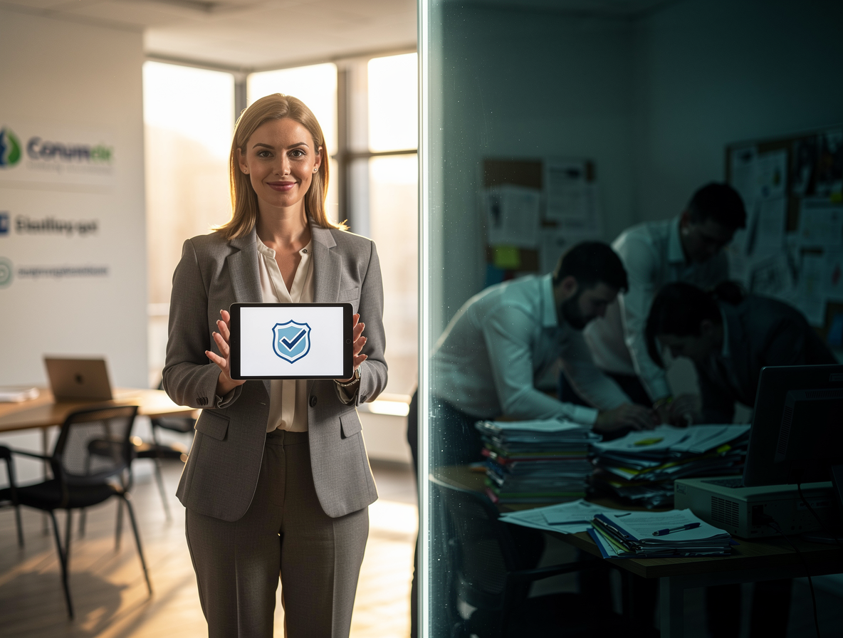 Контраст между прозрачной легальной МФО и скрытыми мошенниками, символизирующий выбор безопасности.