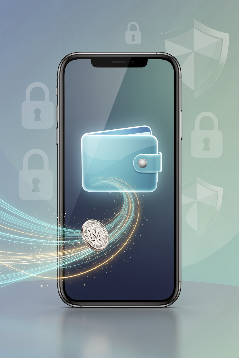 Символическое изображение погашения микрозайма на электронный кошелек в цифровой среде с элементами безопасности.